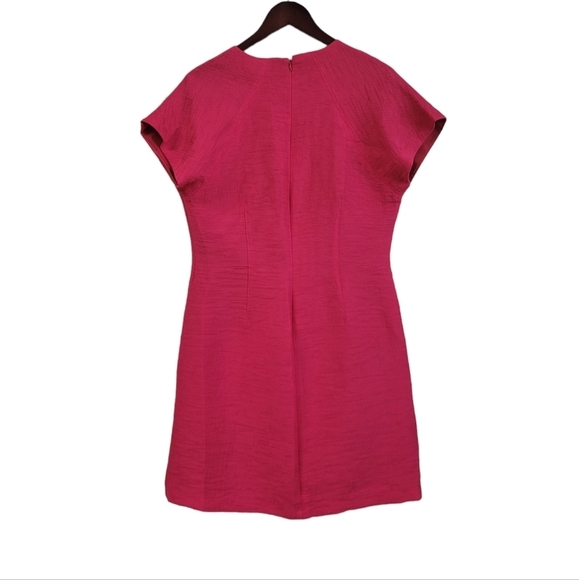 New Natori Women's Hot Pink Short Sleeve Vneck Midi Dress Medium 10 Barbiecore - Picture 5 of 6